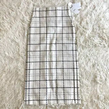 ROPE 로페 체크 트위드 타이트 스커트 36