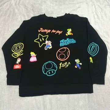 [새상품급] USJ 한정판 슈퍼 마리오 크루넥 맨투맨 블랙 닌텐도