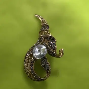 골드 컬러 크리스탈 스톤 브로치