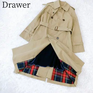 [ 드로어/Drawer ] 트렌치코트 라이너 체크 벨트 롱