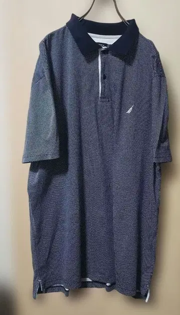 NAUTICA 네이비 도트 무늬 피케 셔츠 XXL