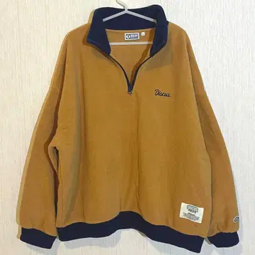 베이지 플리스 트레이닝복 하프 지퍼