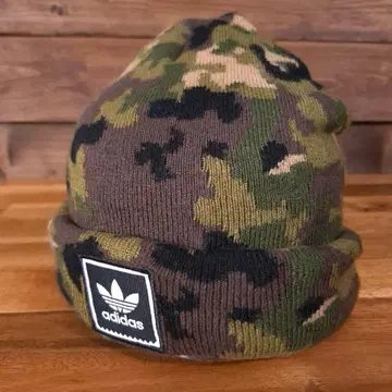 adidas 아디다스 자수 트레포일 카모플라주 패턴 니트 모자 비니