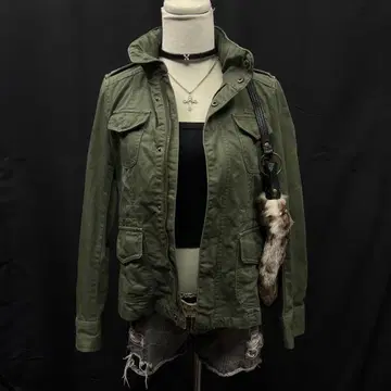 헤이세이 갸루 y2k 그런지 밀리터리 자켓 기믹 포켓 후디