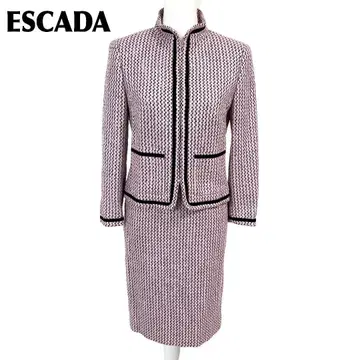 ESCADA 스커트 셋업 스탠드 카라 36/34 트위드