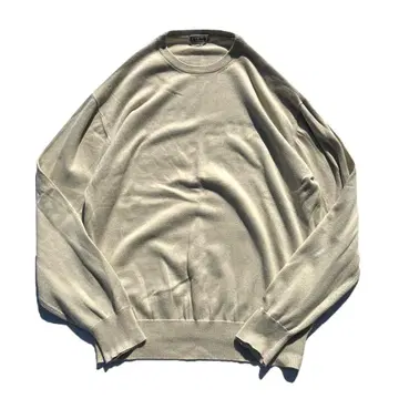 [ 90s ] L.L.Bean 무지 크루넥 코튼 니트 베이지 L