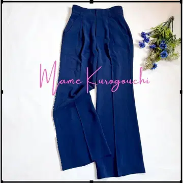 최근 마메쿠로구치 클래식 플레어 팬츠 블루 트리아세