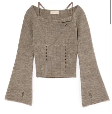andmary Baby ribbon knit tops gray