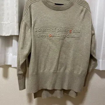 SCOT CLUB 자수 베이지 니트 스웨터