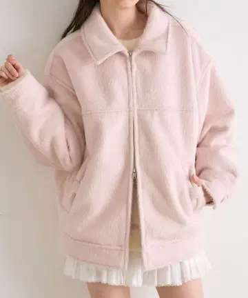 OLIVE des OLIVE 리본 포켓 샤기 블루종 핑크 아우터