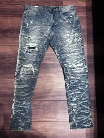 SMOKE RISE 데미지 가공 그레이 데님