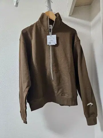 [ earthy_ ] 오가닉 코튼 하프 Zip 맨투맨 ( olive )