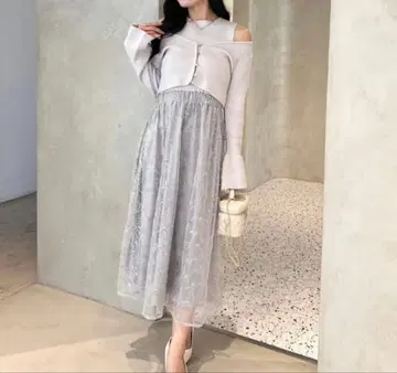 An MILLE 레이스 도킹 가디건 세트 원피스