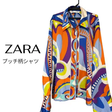 ZARA 푸치 패턴 긴팔 셔츠 여성용 L 사이즈 패턴 셔츠