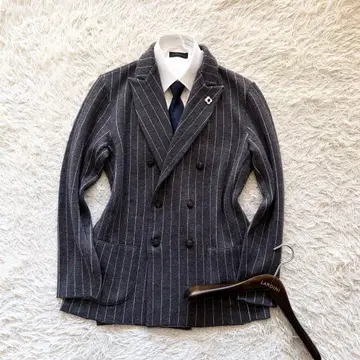 [ 새상품급 ] LARDINI 그레이 울 더블 니트 자켓 사이즈 M