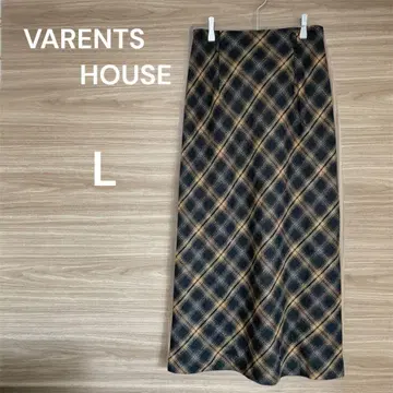 VARENTS HOUSE [ L ] 체크 무늬 롱 스커트 울 100%