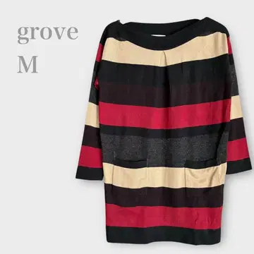 그로브 보더 니트 원피스 울 혼방 M 키레메 캐주얼