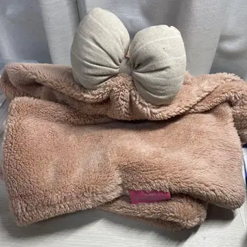 셰리메이 후드 부착 머플러 베이지 플리스 캡