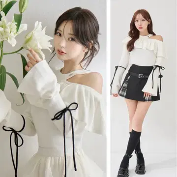 새상품 미개봉 Darich 벨 슬리브 프릴 니트탑 IVO