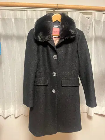 kate spade 블랙 롱 코트 A라인