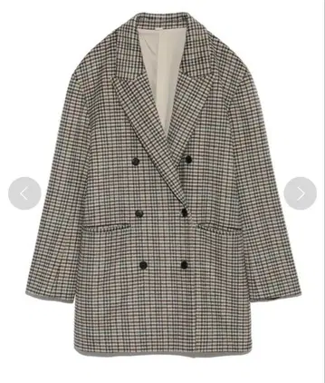 미라 오웬 테일러드 더블 코트 자켓 코트 체크