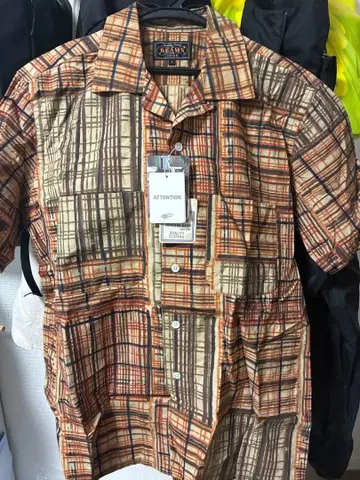 BEAMS 반팔 셔츠 S 사이즈 체크 무늬