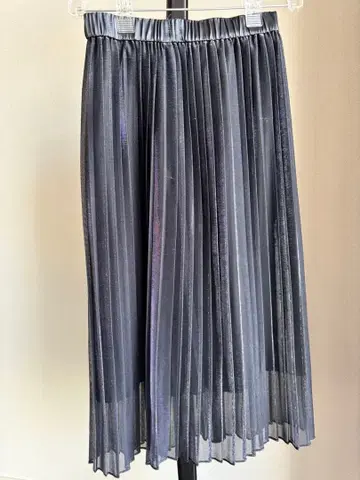 글리터 플리츠 롱 스커트