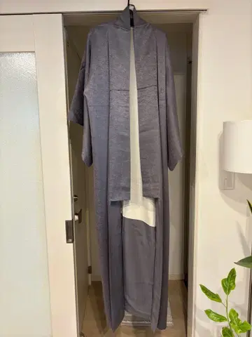 이로무지 그레이 기모노 순수 실크