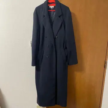 네이비 더블 브레스트 체스터 코트