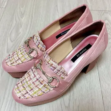 En punt 핑크 트위드 로퍼