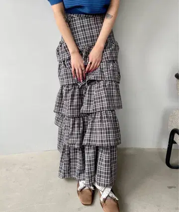 SANSeLF 체크 프릴 스커트