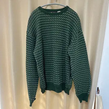 USA 빈티지 니트 그린 버드아이 패턴 80s 90s