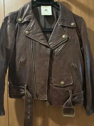 beautiful people 브라운 가죽 더블 라이더스 재킷 120