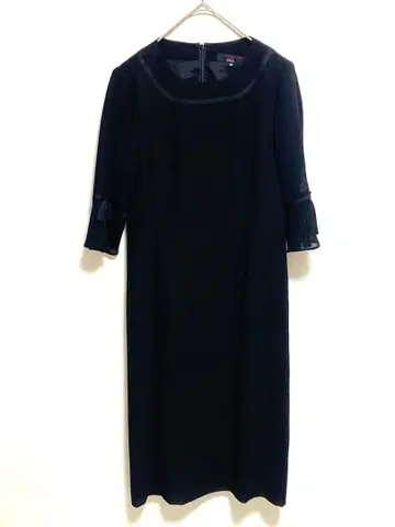 [크리스찬 오자르] 블랙 원피스 7부 소매 플레어 슬리브 40