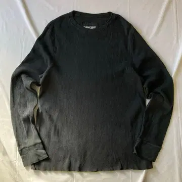 00s 써멀 롱티 와플 원단 블랙 그런지 Y2K 구제 의류 헤이세이