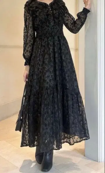 dazzlin 백리본 레이스 프릴 원피스 M