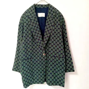 CORDIER 자켓 올 패턴 XL 네이비 그린 큐프라 경량