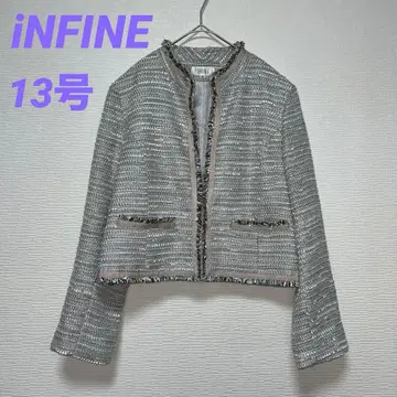 새상품급 INFINE 앙피니 트위드 노카라 자켓 13호 포멀