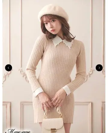 m me eme 펄 셔츠 도킹 니트 원피스