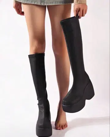 통굽 블랙 롱 부츠 24.5cm (배송비 포함)