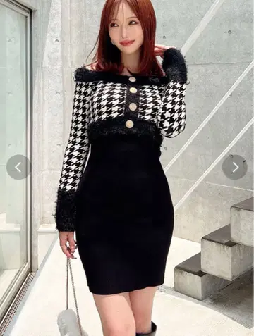 RESEXXY 하운드 투스 앙상블 미니 원피스