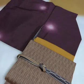 기모노 (반딧불 무늬)와 나고야 오비 2점 순수 실크