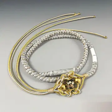 미사용 새상품 후리소데 순수 실크 허리띠 전사옥 포함 라이트 블루 그레이