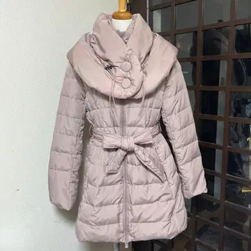 [ 미사용 새상품 ] 라이트 핑크 다운 자켓 허리 벨트 포함