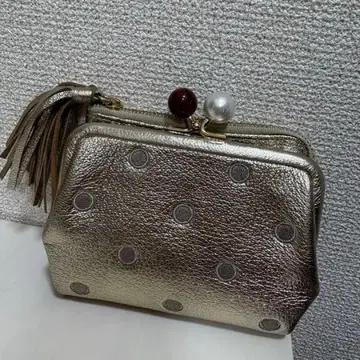 페르케 perche 접이식 지갑 가마구치 아크릴 구슬 골드