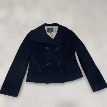 울 네이비 더블 버튼 피코트