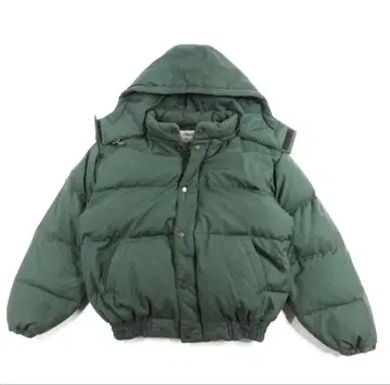 그린 다운 자켓 후드 부착