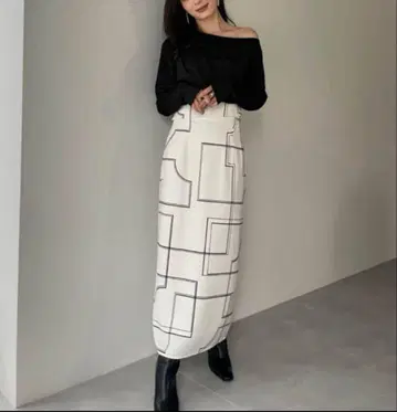 미사용 택 포함 아뉴앙스 스커트 하이 허리 라인 스커트