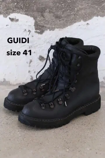 [ 새상품 ] GUIDI 블랙 가죽 하이컷 부츠 41 구이디