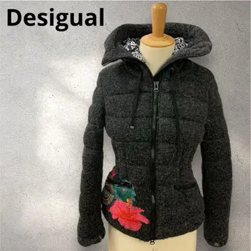 Desigual 울 혼방 다운 자켓 그레이 자수 36